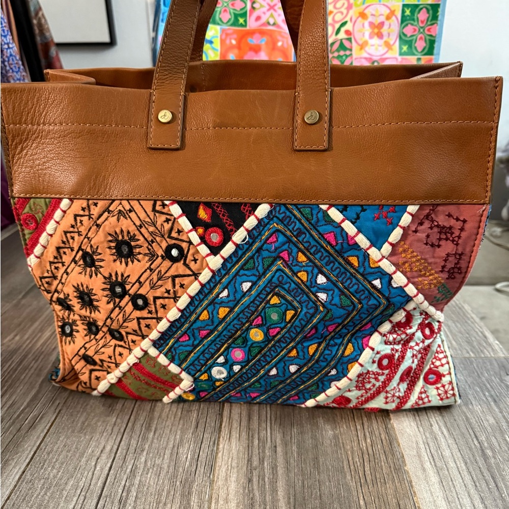 Sam Edelman Multicolor Patchwork Tote With Brown … - image 5
